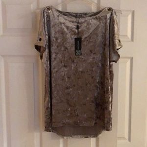 Silver crushed velour top. Perfect for a holiday party.